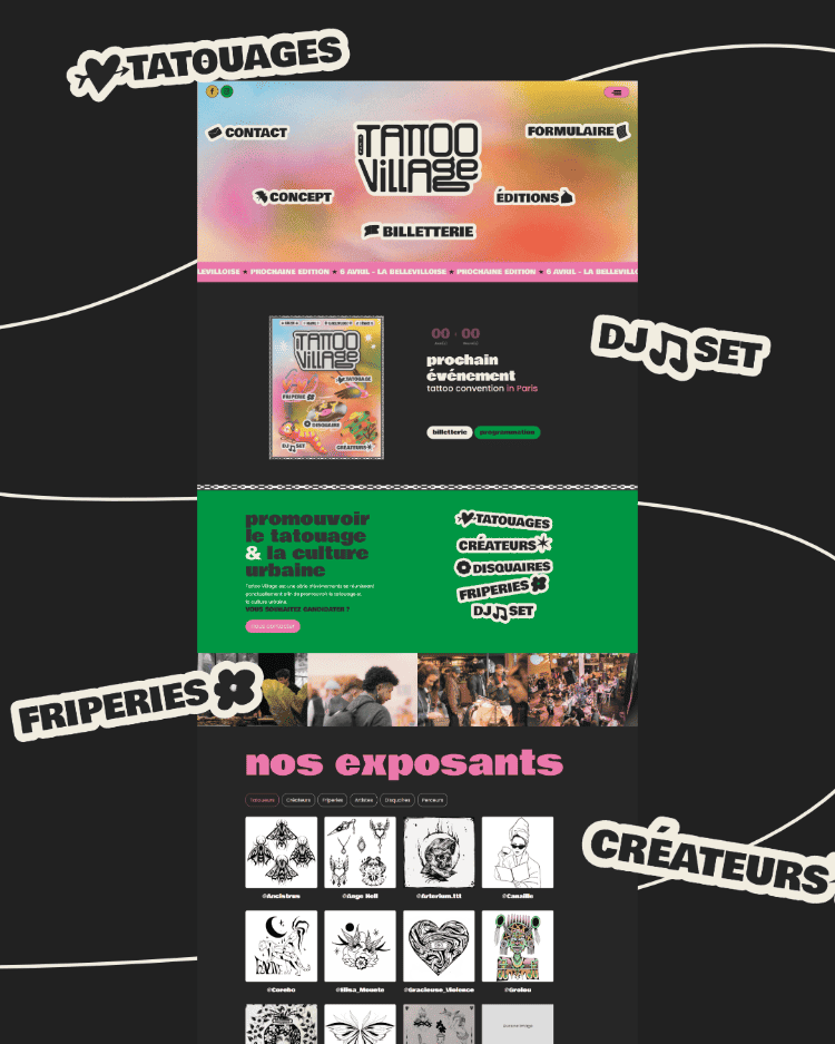 Création de site WordPress pour Tattoo Village – Culture urbaine & tatouage