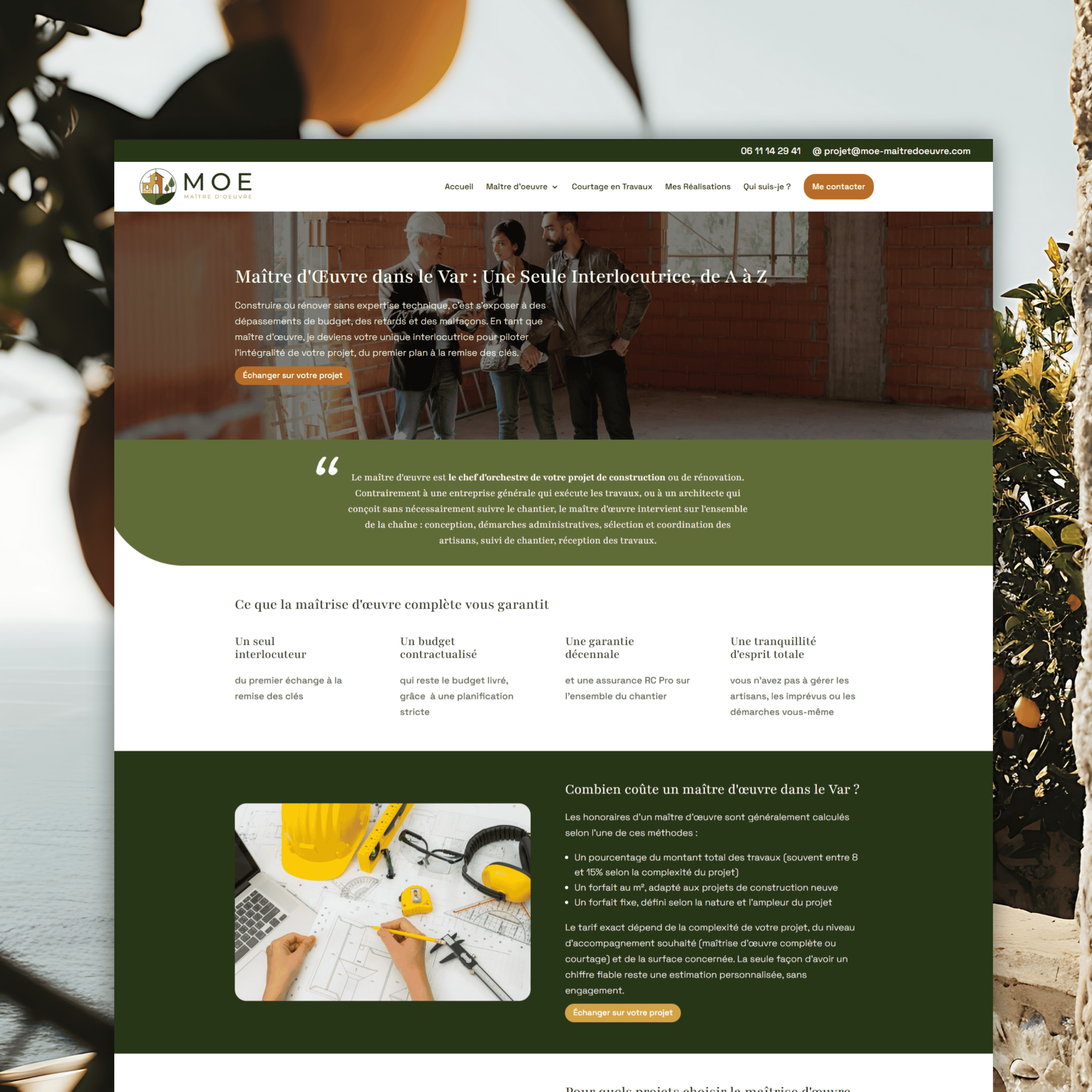 Mockup du site web de la maître d'oeuvre Solenne Vallat